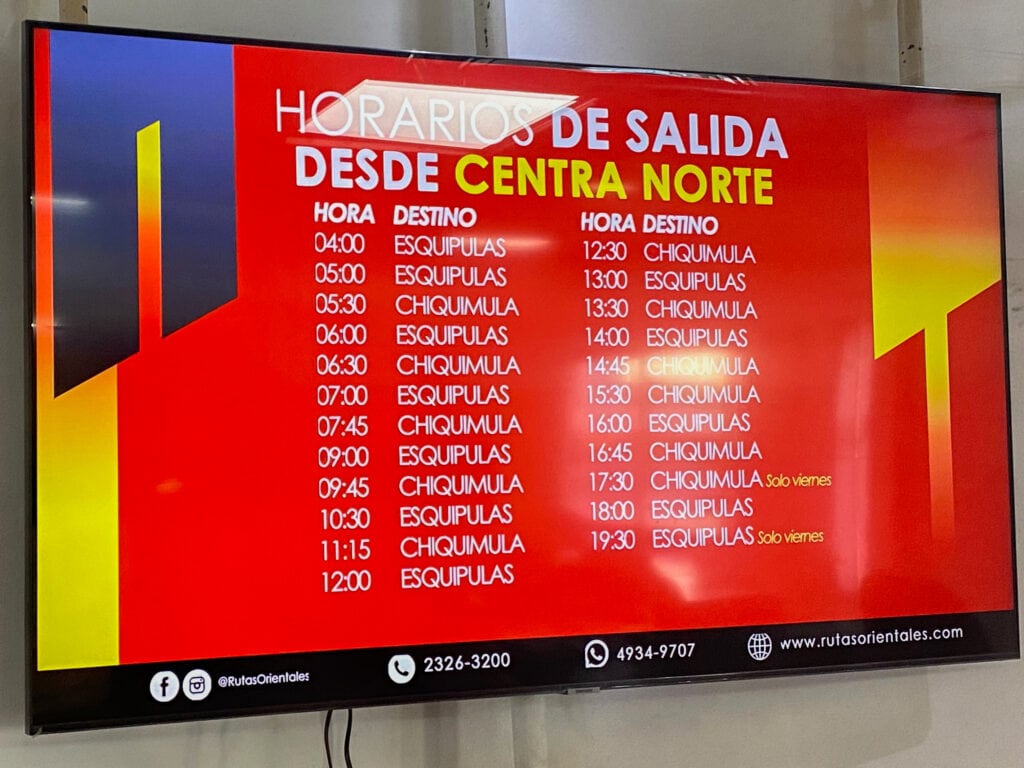 A red timetable.