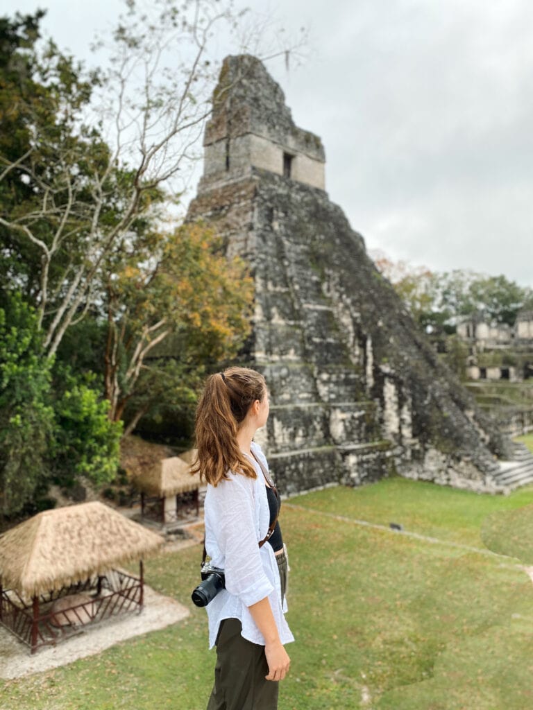 Sarah looking out toward Tikal Ruins.