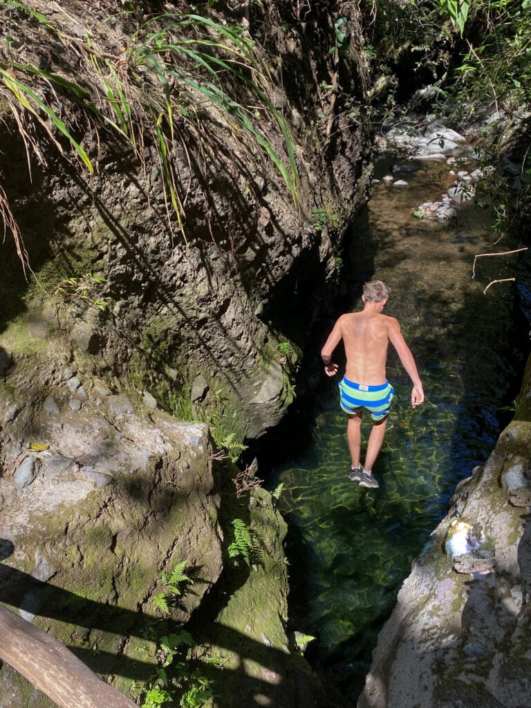 Cliff jumping in El Salvador.