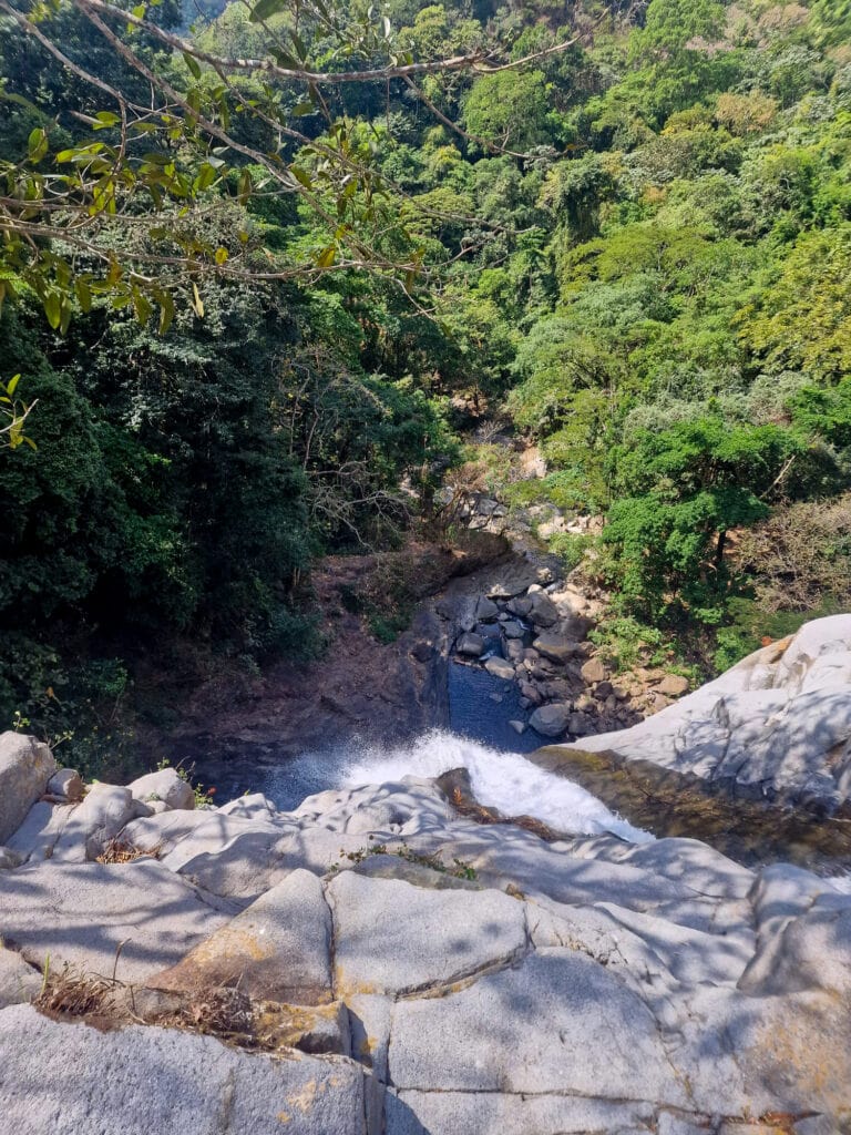 View from the top of a 35 meter waterfall.