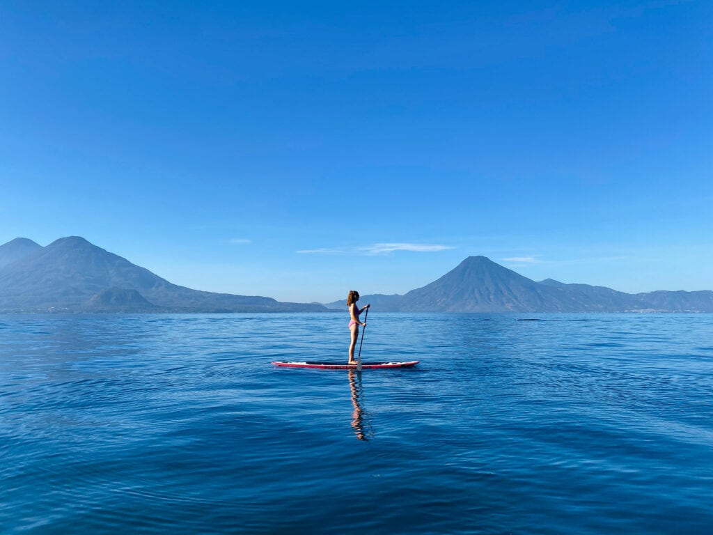 Paddle boarding Lake Atitlan.