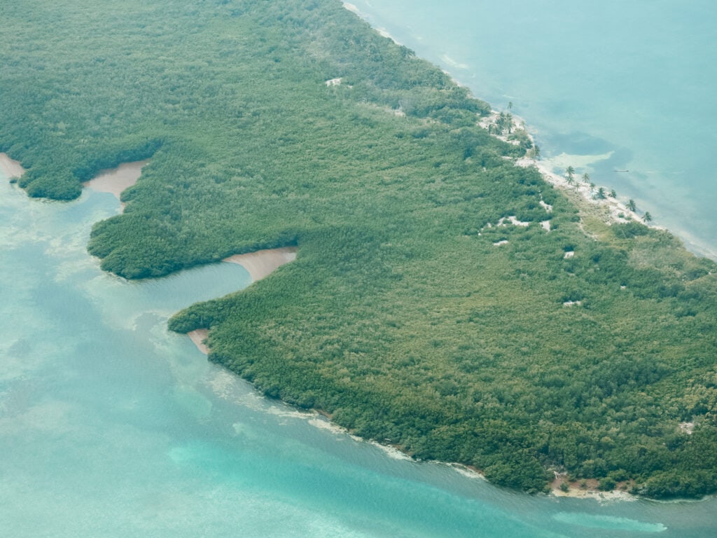 Turneffe Atoll in Belize on the Blue Hole scenic flight.
