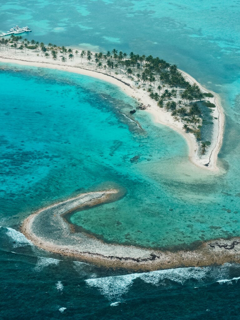 Half Moon Caye in Belize, viewed from Tropic Air flight to Blue Hole.