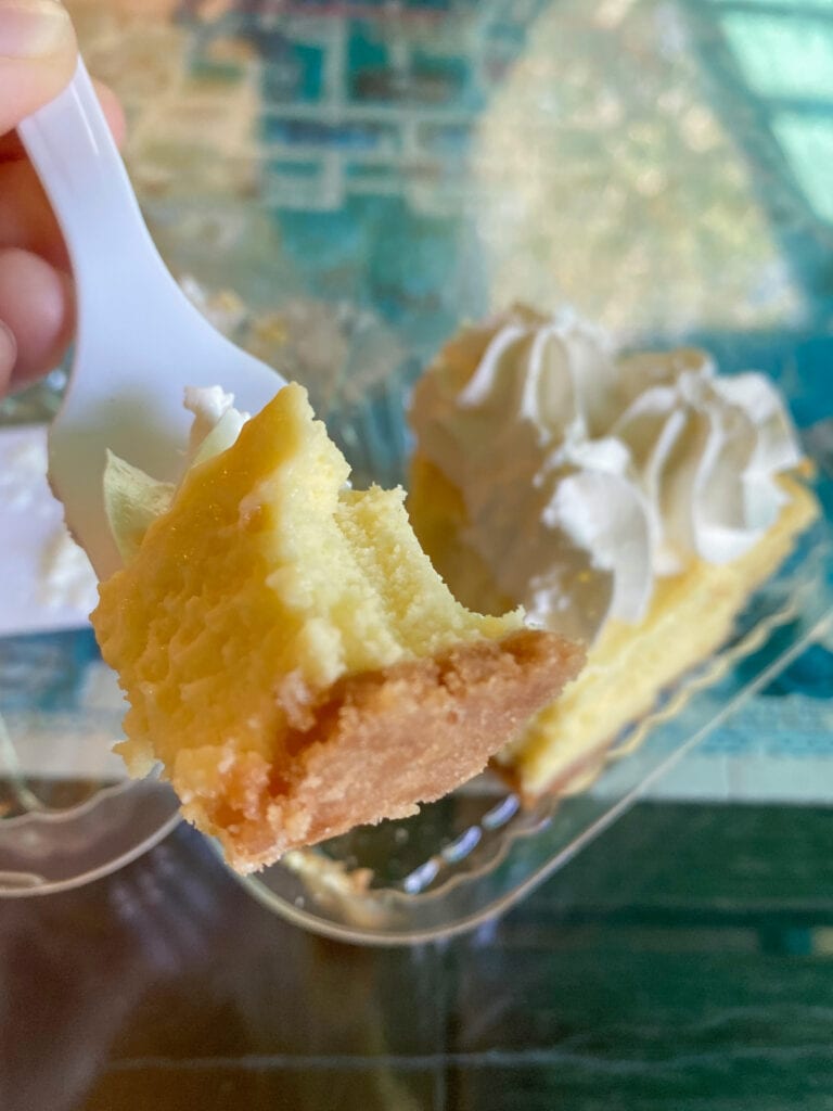 A spoonful of gluten free key lime pie in the florida keys.