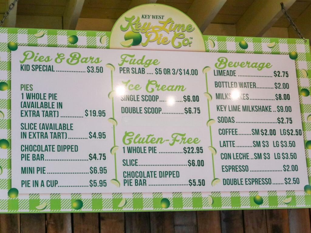 Key west key lime pie company menu.