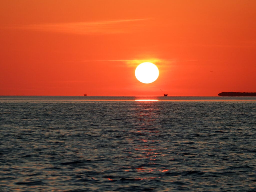 Red sunset in the florida keys