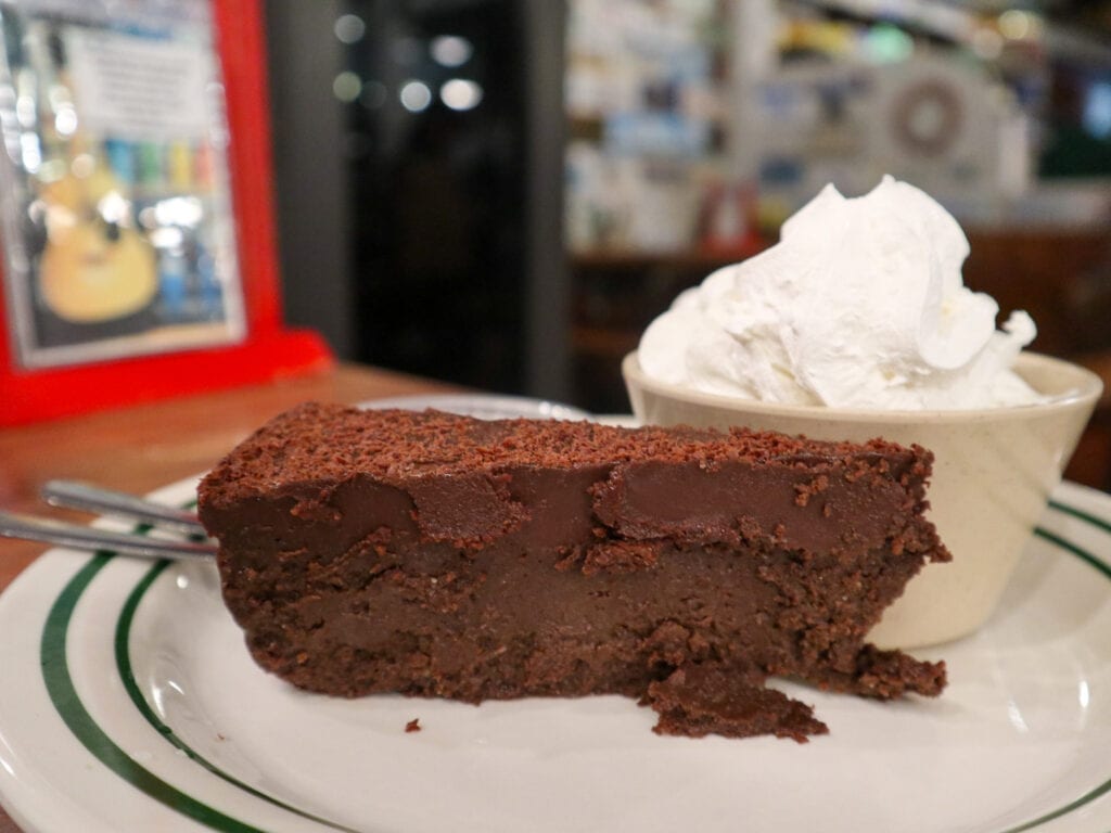 A chocolate cake.