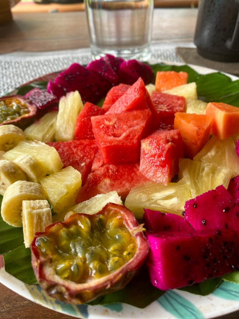 Plate of tropical fruit