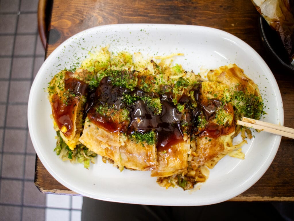 Gluten free okonomiyaki in Hiroshima Japan