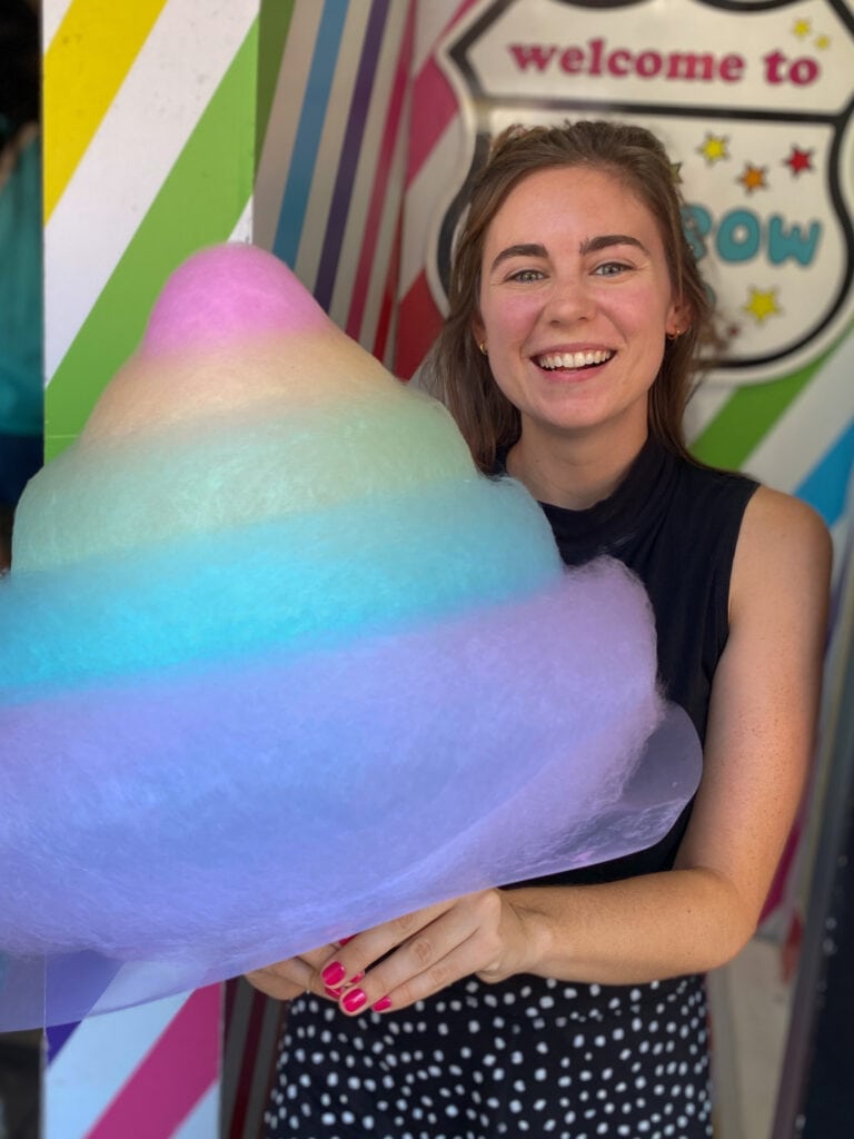 Sarah with giant cotton candy