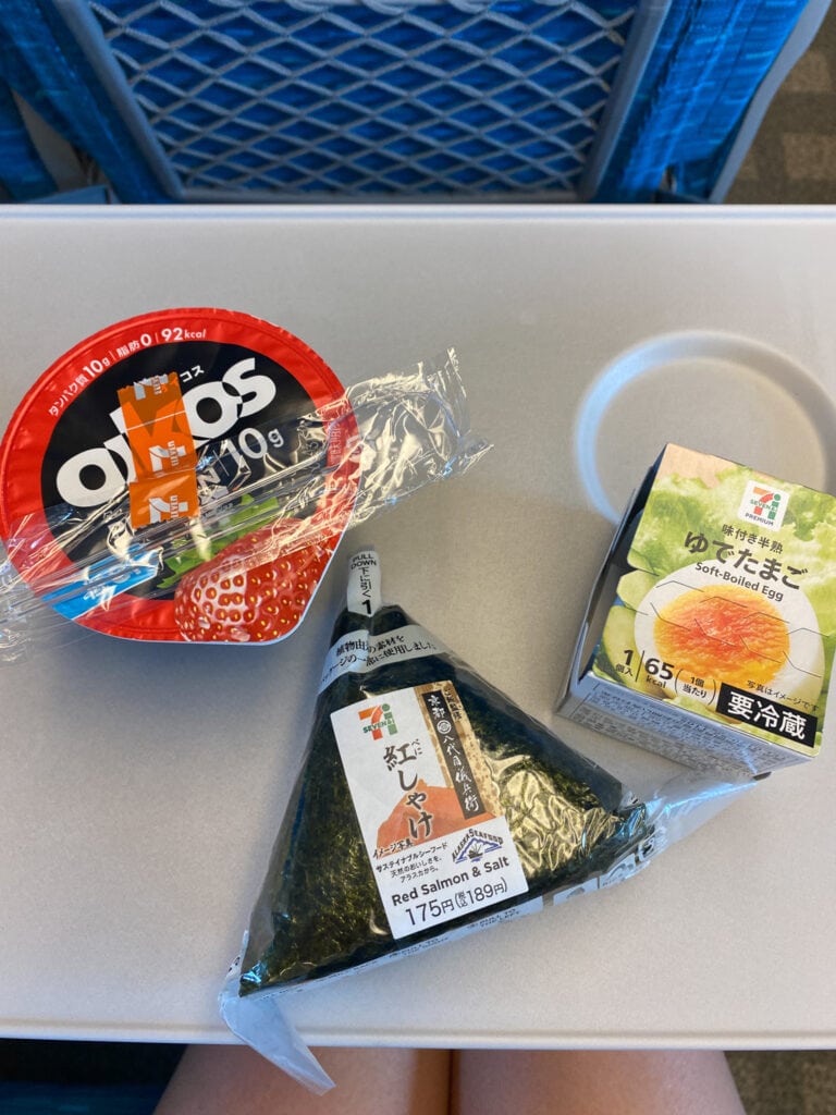 7-11 snacks on train in Japan
