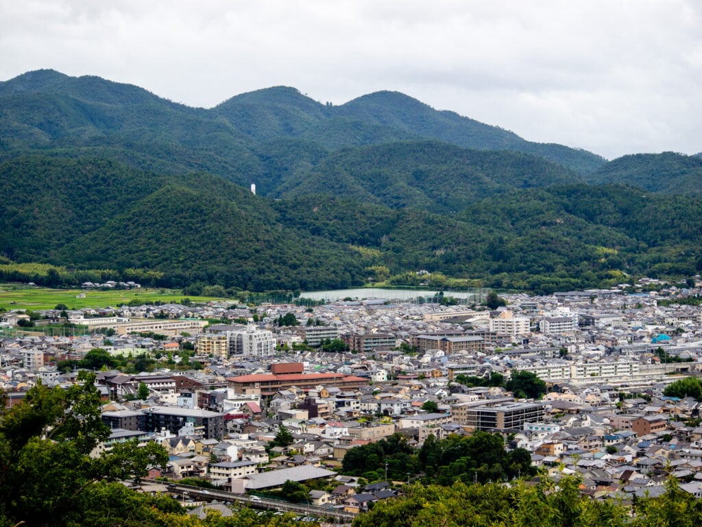 Aerial view of Kyoto Japan.