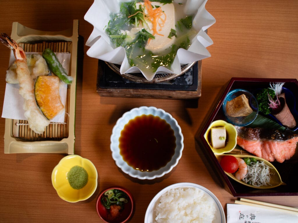 Gluten free japanese meal at Yosiya Kyoto.
