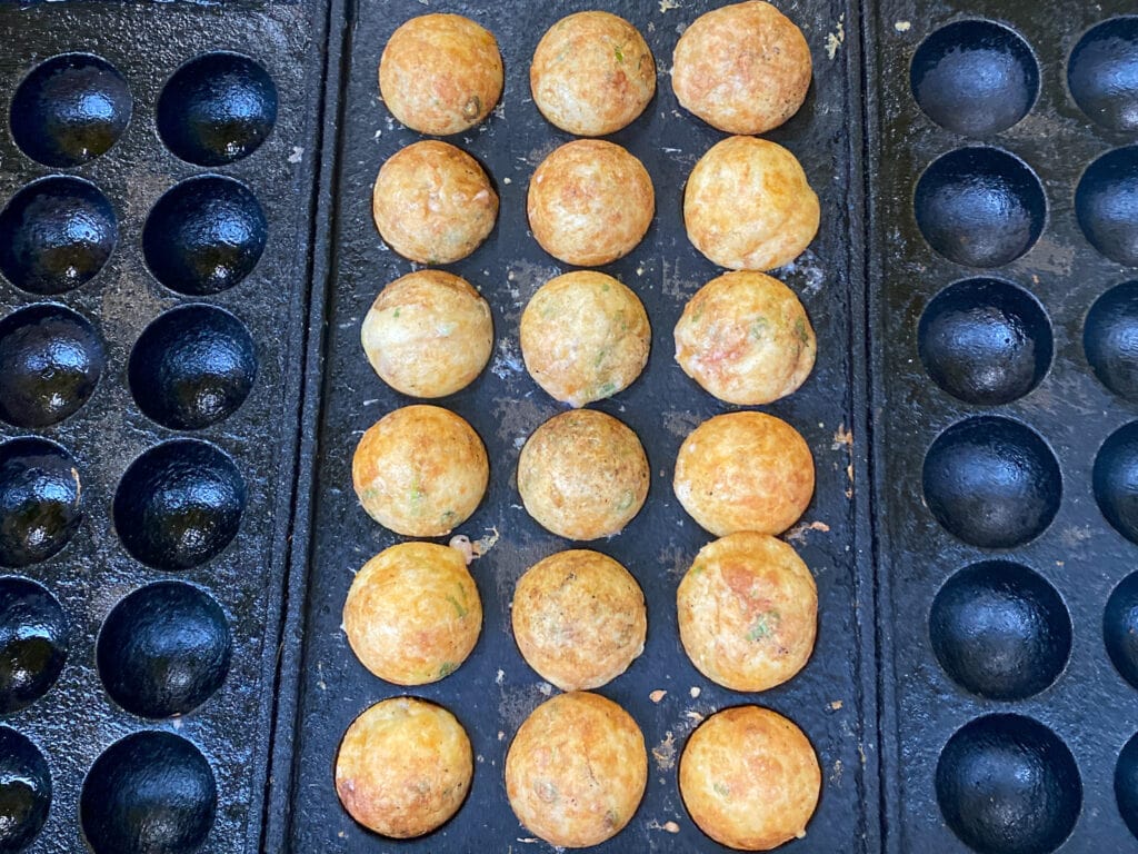 Gluten free takoyaki cooking