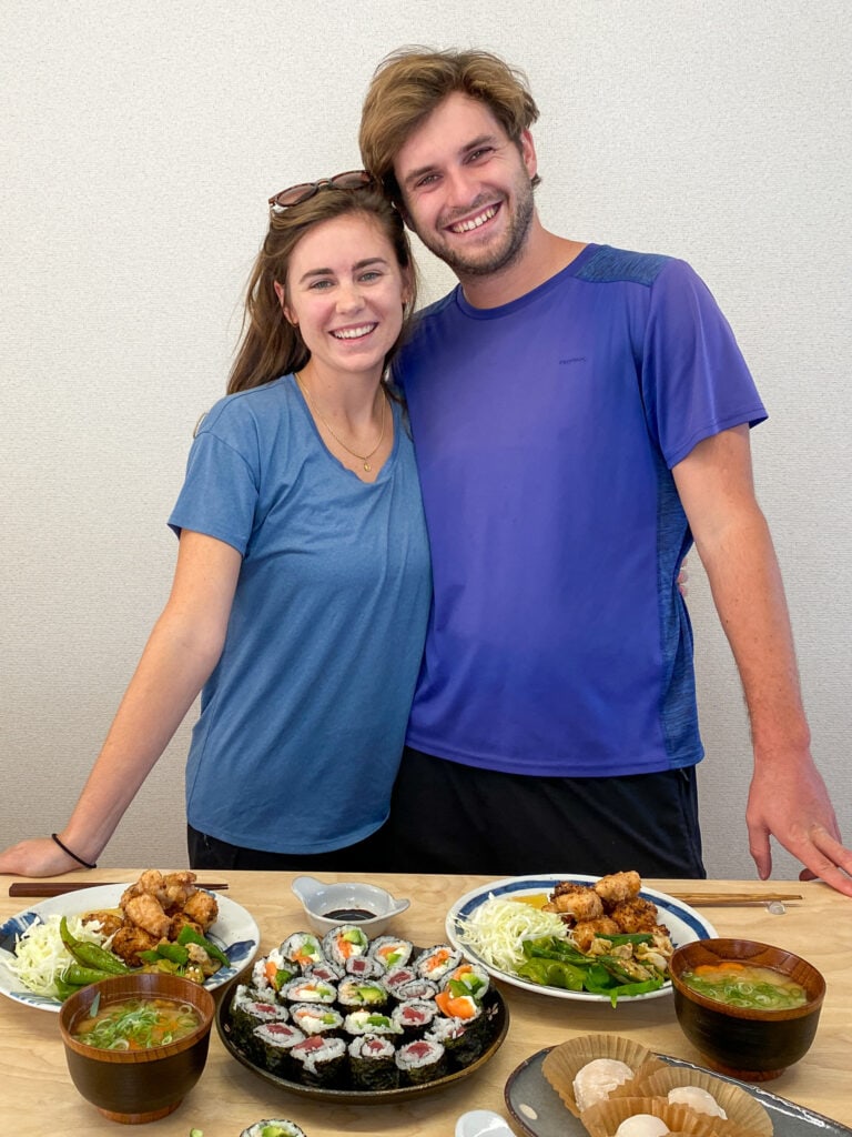 Sarah and Dan at their gluten free Osaka cooking class