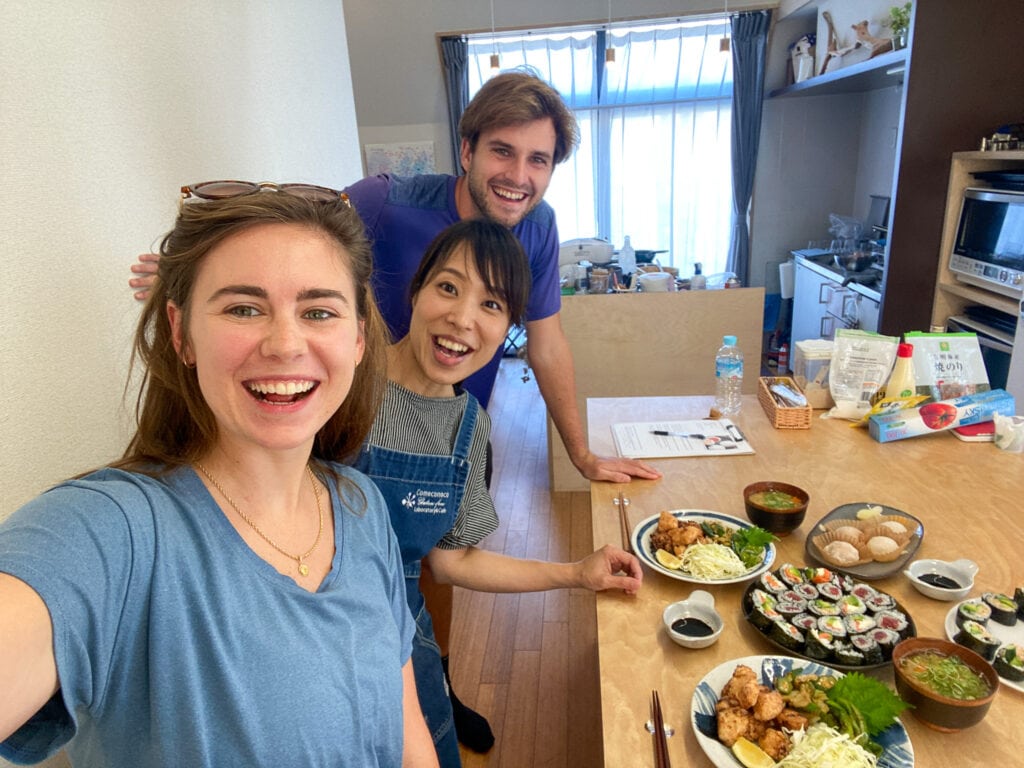 Sarah, Yukiko, Dan and the food they made