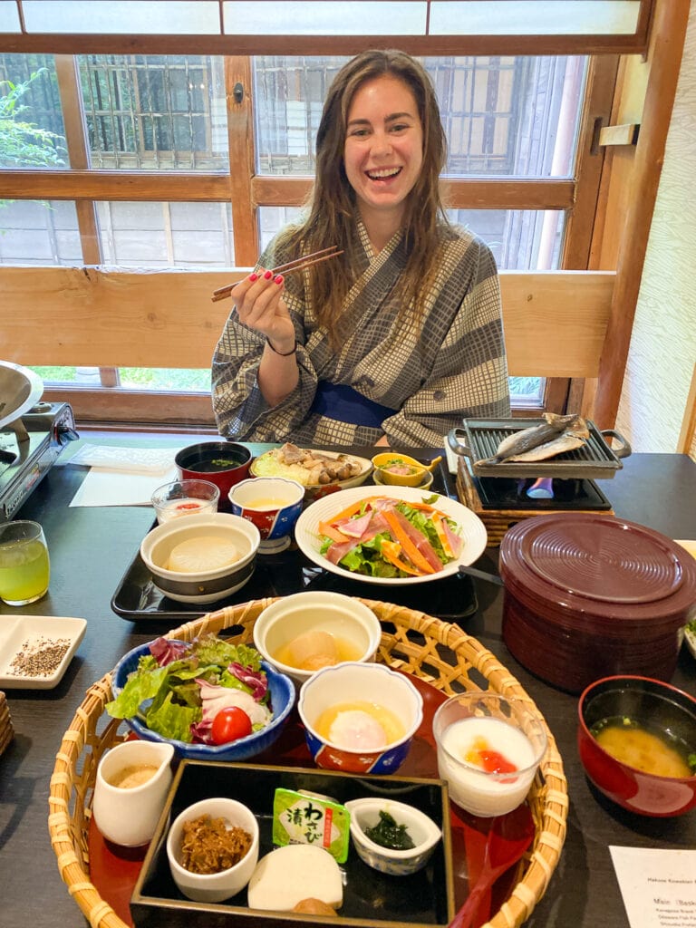 Sarah with gluten free ryokan breakfast