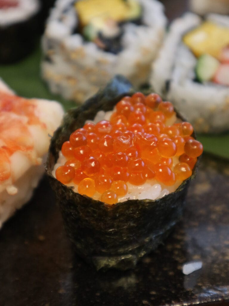 Fish roe in sushi