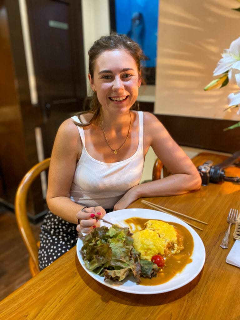 Sarah with gluten free omurice