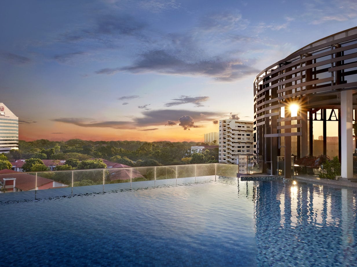 Infinity pool at Momentus Hotel Alexandra in Singapore.