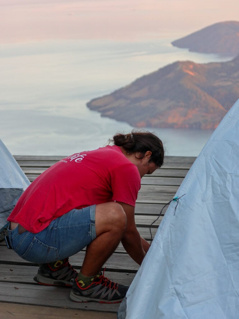 Salva setting up tents