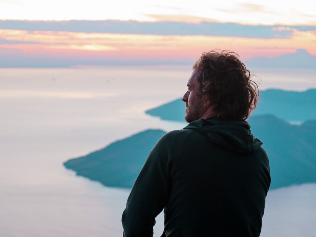 Dan watches sunrise from peak of conchagua volcano