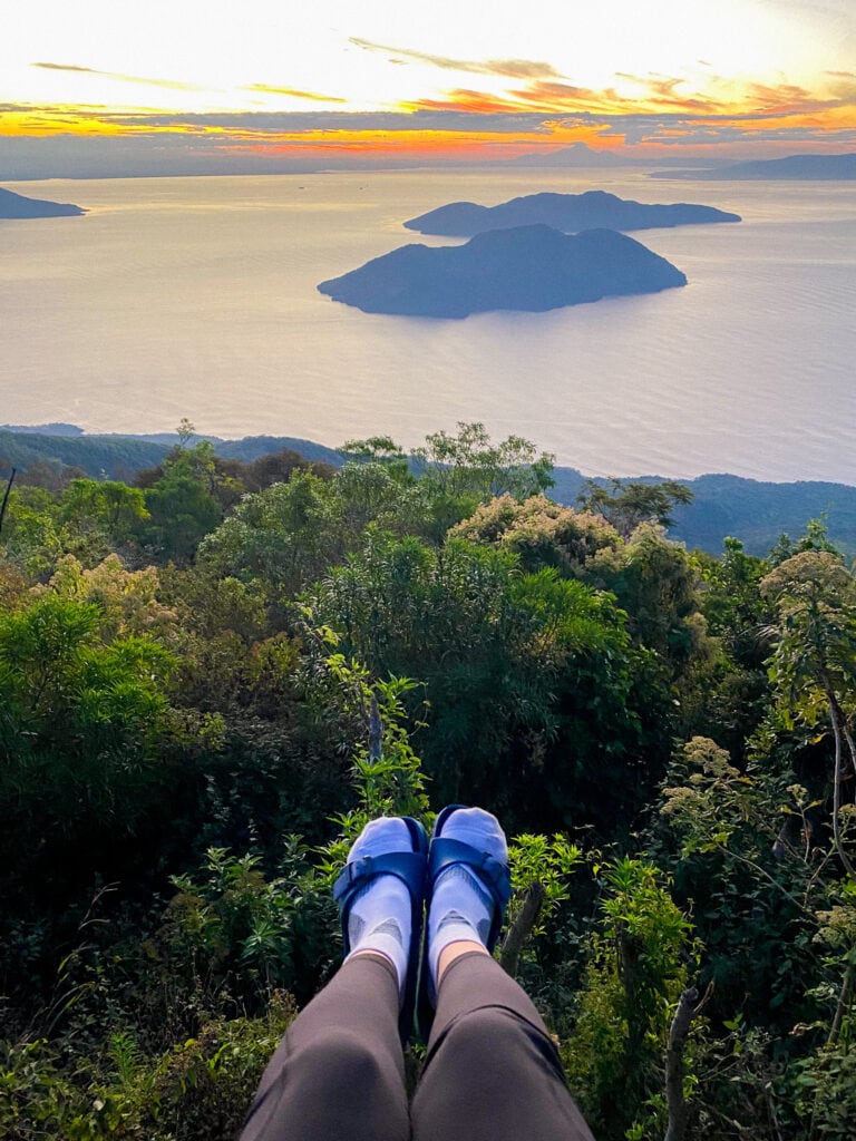 Sarah's legs overlooking gulf of fonseca