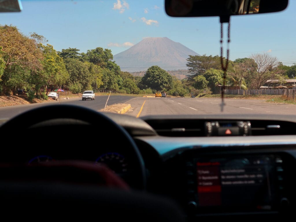 car view driving to conchagua volcano