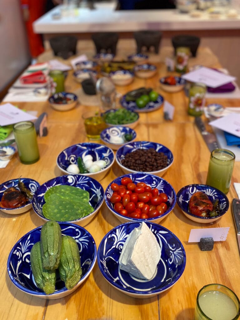 mexico city cooking class ingredients on table