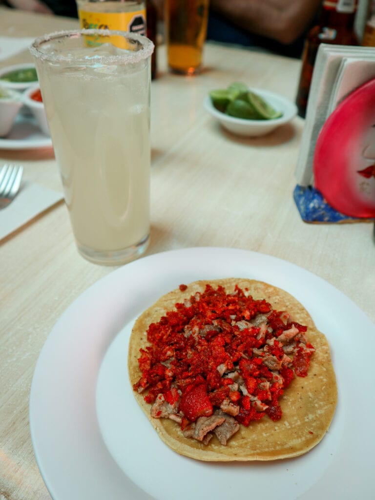 paloma and taco de guisado in Mexico city