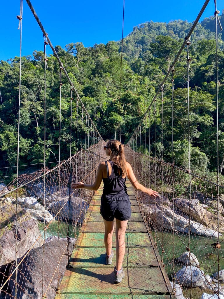 Sarah on bridge into Pico Bonito National Park