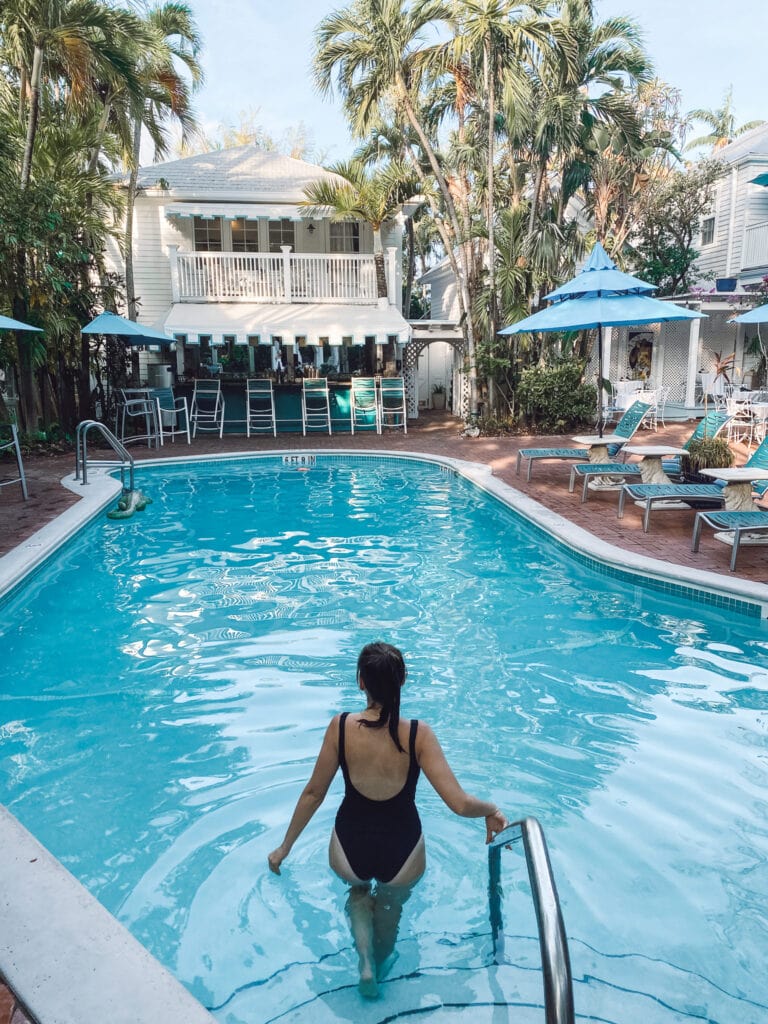 Sarah in pool at Key West Hotel
