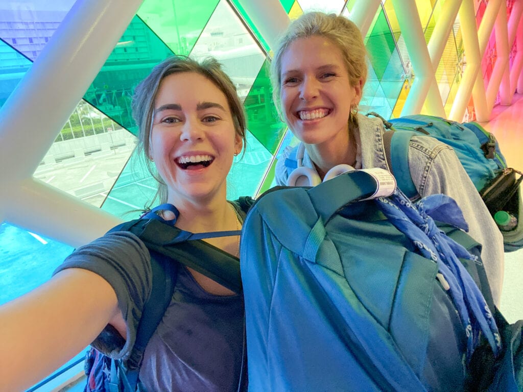 Sarah and Mary at Miami airport