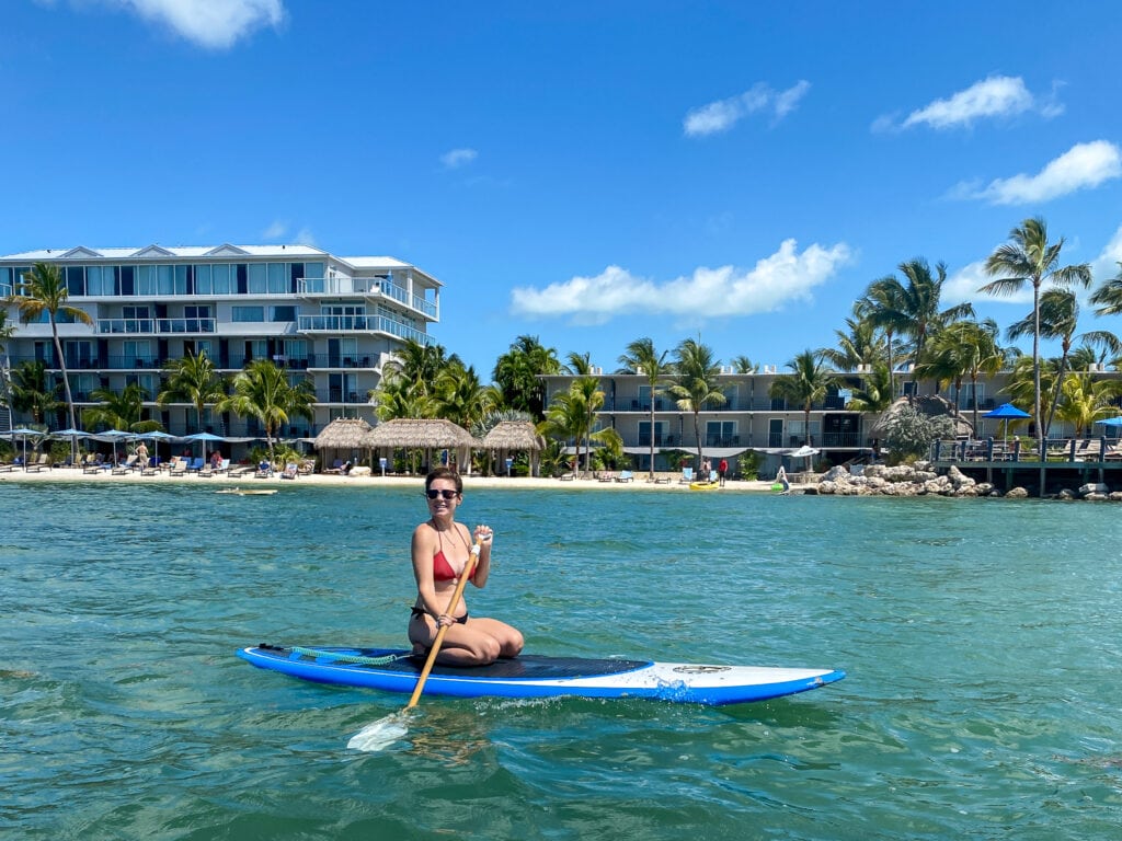 paddle boarding at postcard inn in florida keys