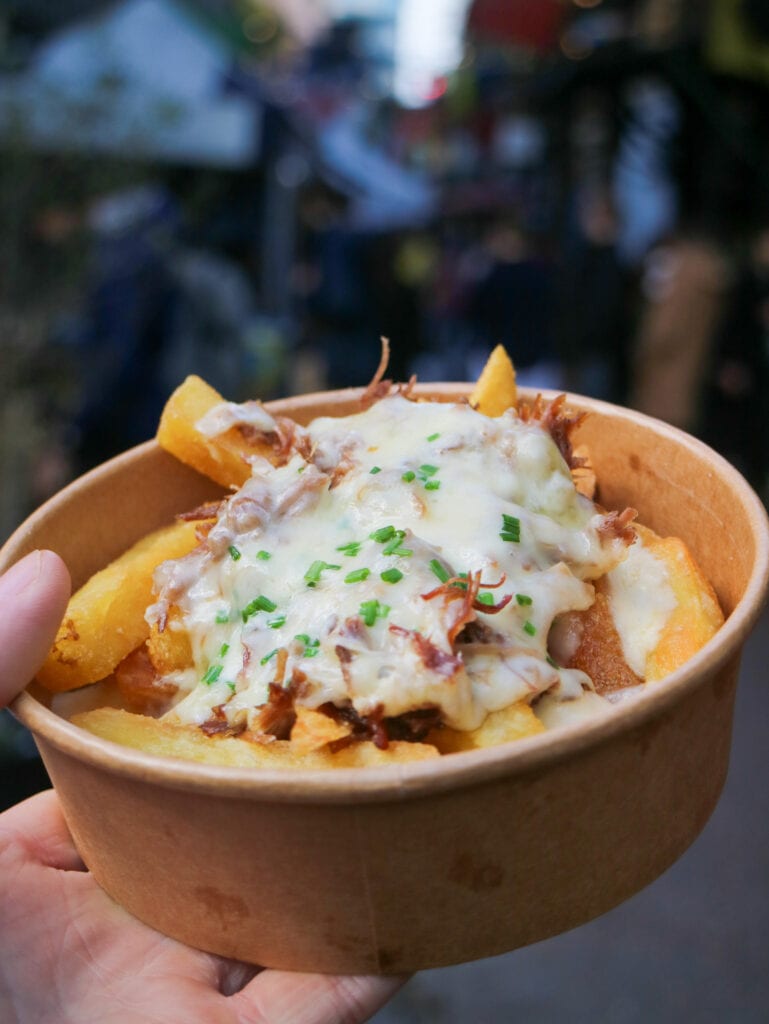 gluten free duck frites at maltby st market in london