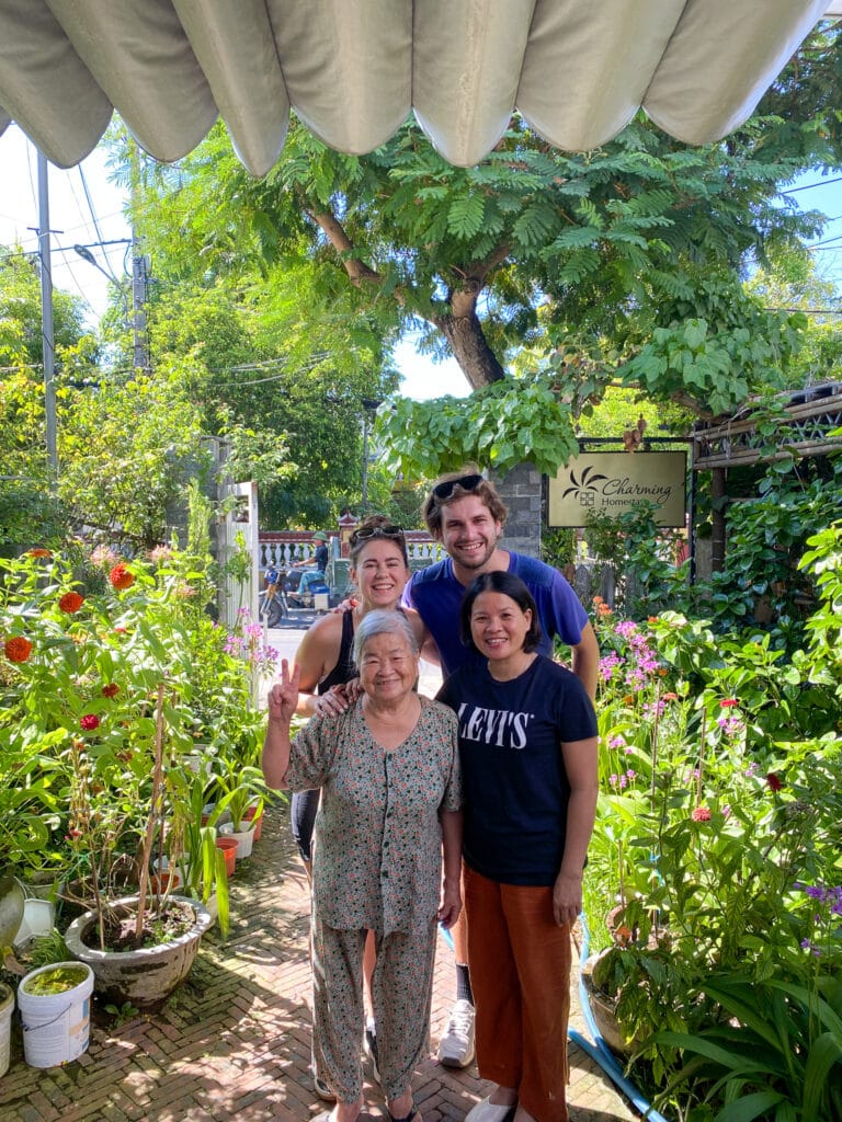 Sarah, Dan, Ba Thu, and Nhi at Charming Homestay in Hoi An.