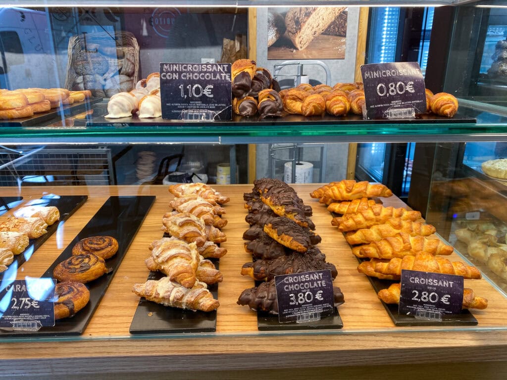 gluten free croissants in glass case