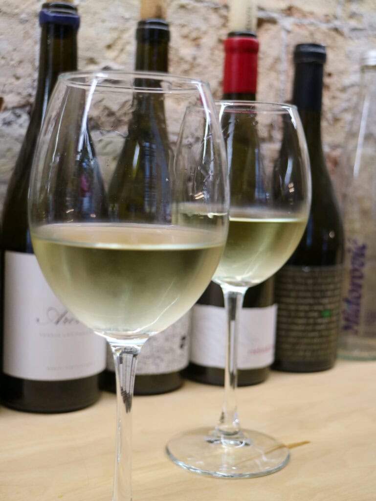 two glasses of white wine