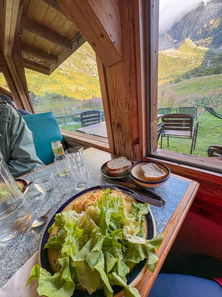 Refuge Miage dinner.