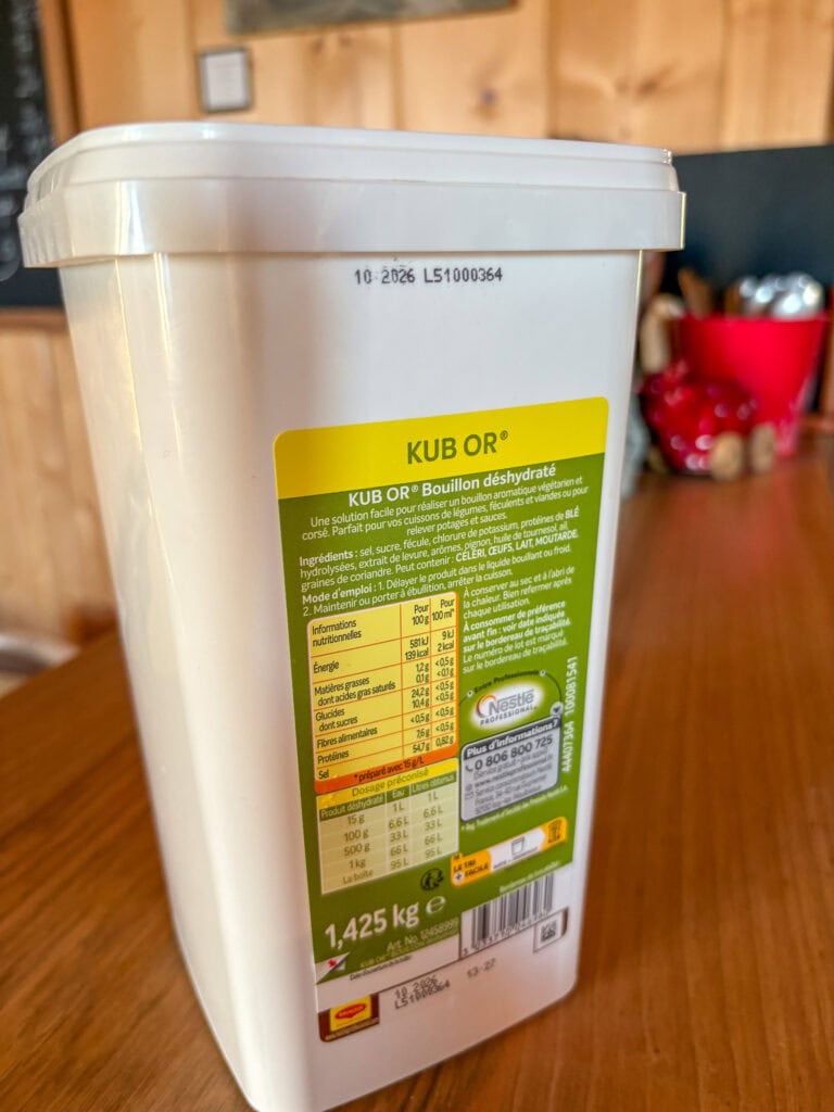 Boullion ingredient label that contains gluten.