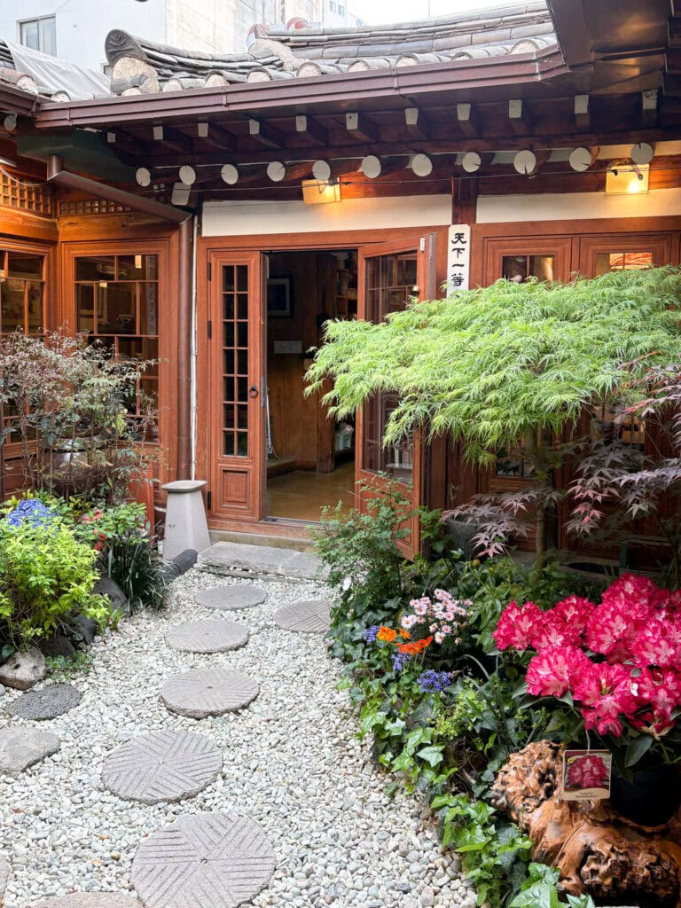 Traditional teahouse garden in Seoul.