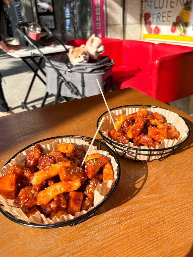 two bowls of gluten free korean fried chicken