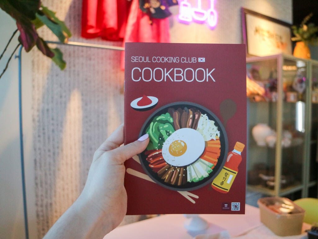 Seoul Cooking Club cookbook featuring Korean dishes and condiments.